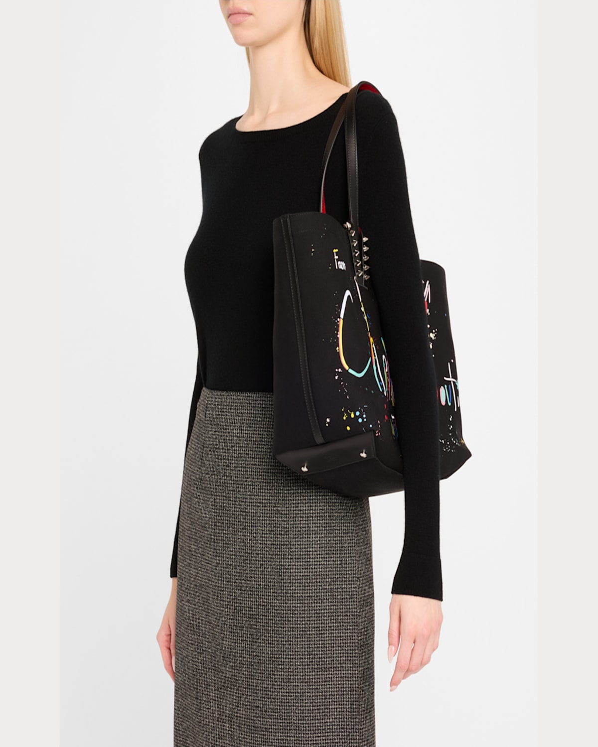 Christian Louboutin Cabata Small Beach Splash Logo Tote Bag In Black