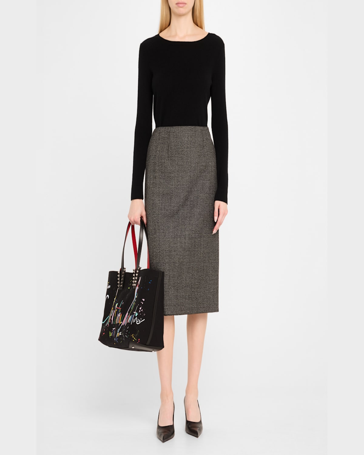 Christian Louboutin Cabata Small Beach Splash Logo Tote Bag In Black