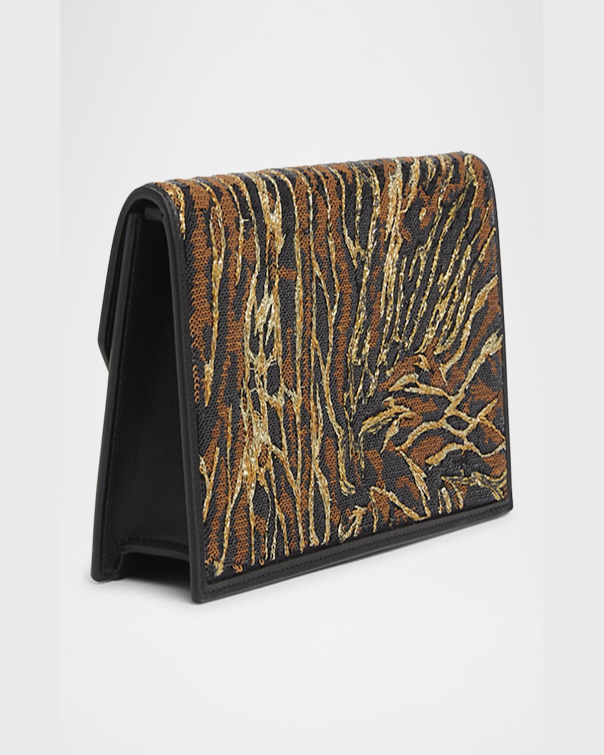 Christian Louboutin Loubin54 Ocelot Sequined Satin Clutch Bag In Multi