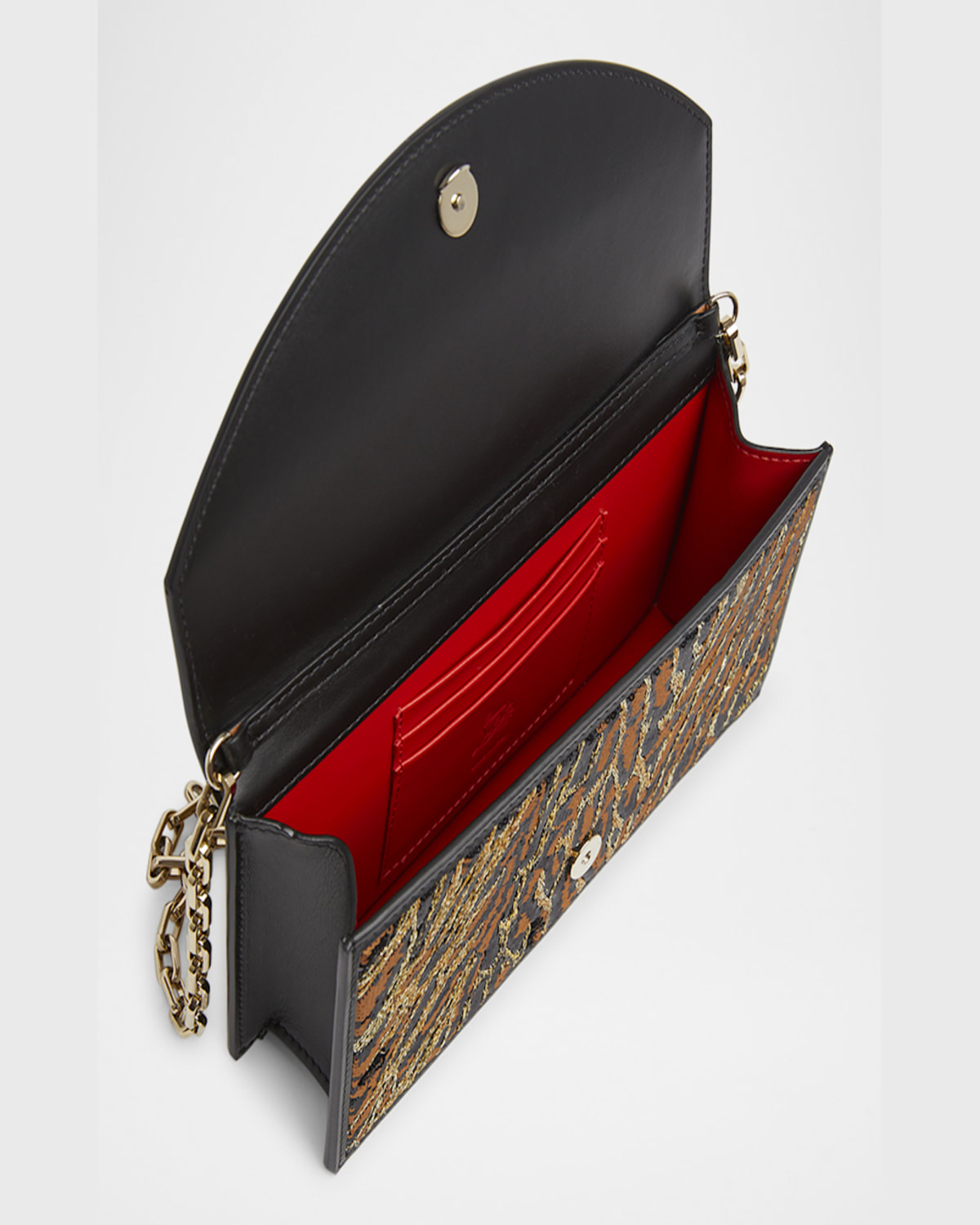 Christian Louboutin Loubin54 Ocelot Sequined Satin Clutch Bag In Multi