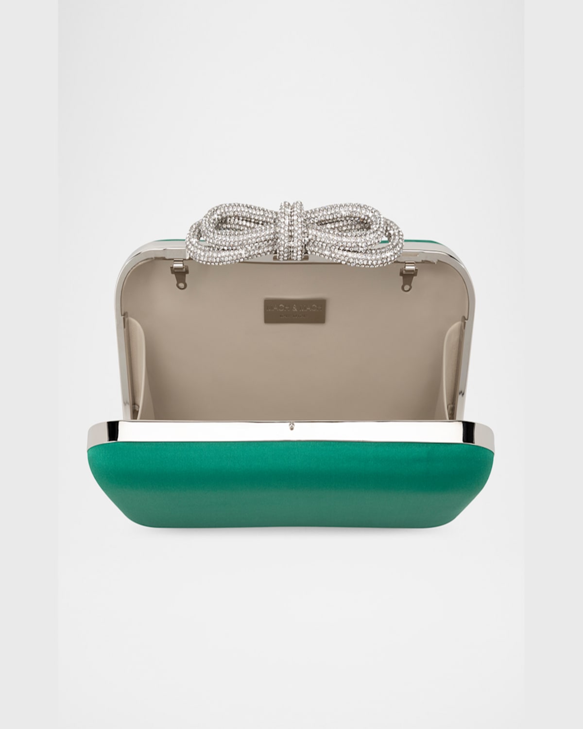 Mach&mach Galaxy Bow Embellished Satin Clutch Bag In Emerald