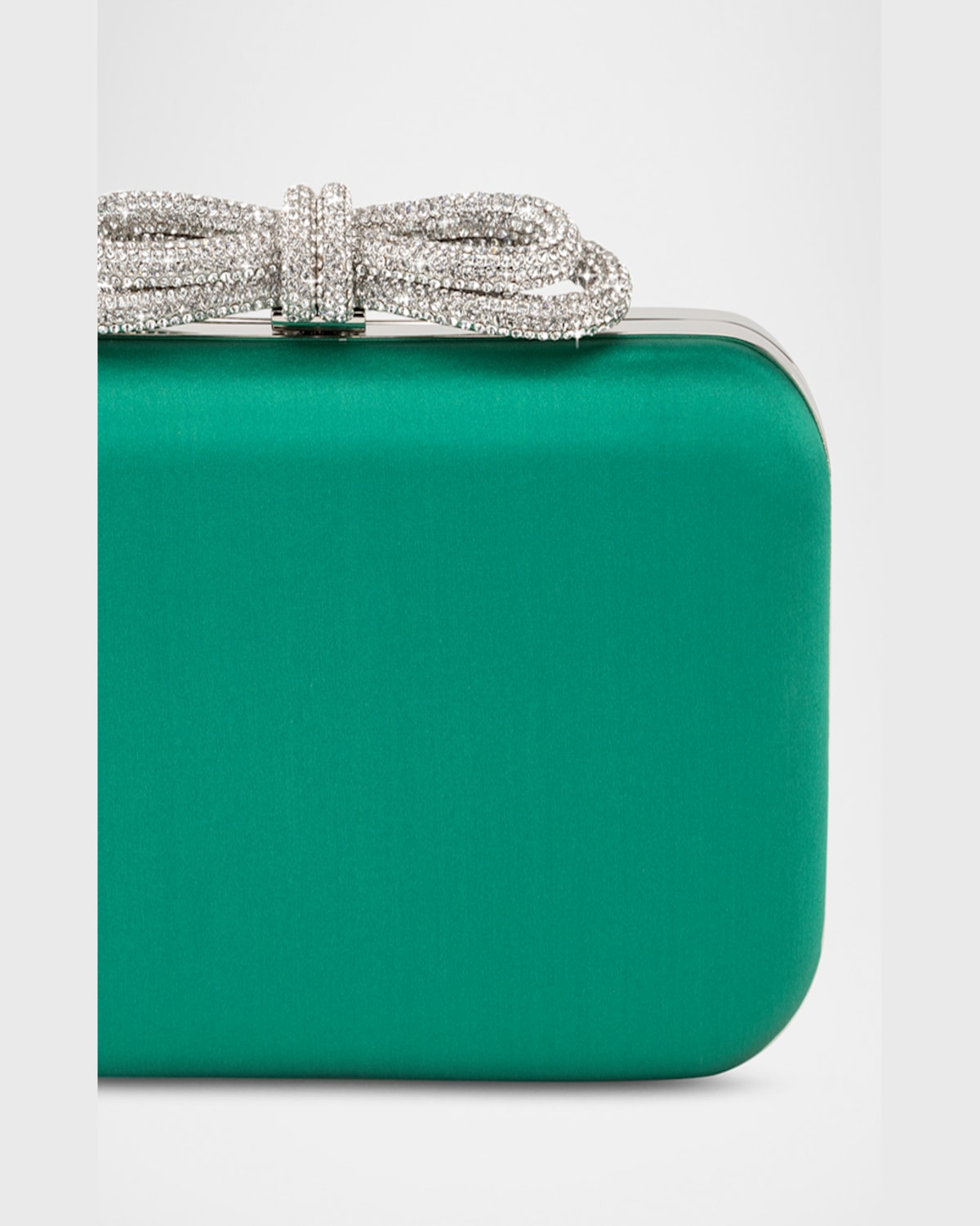 Mach&mach Galaxy Bow Embellished Satin Clutch Bag In Emerald
