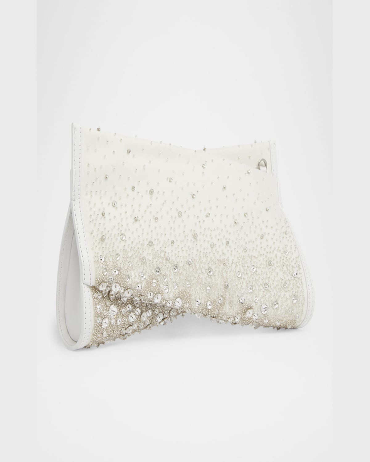Christian Louboutin Loubitwist Small Embellished Satin Clutch Bag In Bianco/crystal