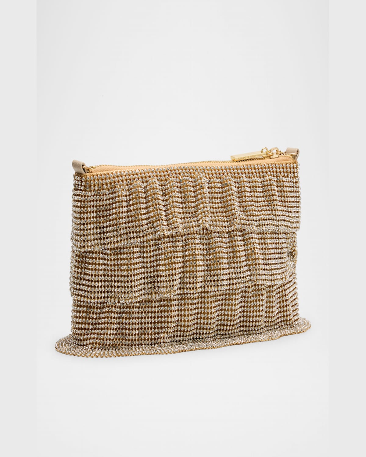Whiting & Davis Evening Mesh Chain Shoulder Bag In Gold Crystal