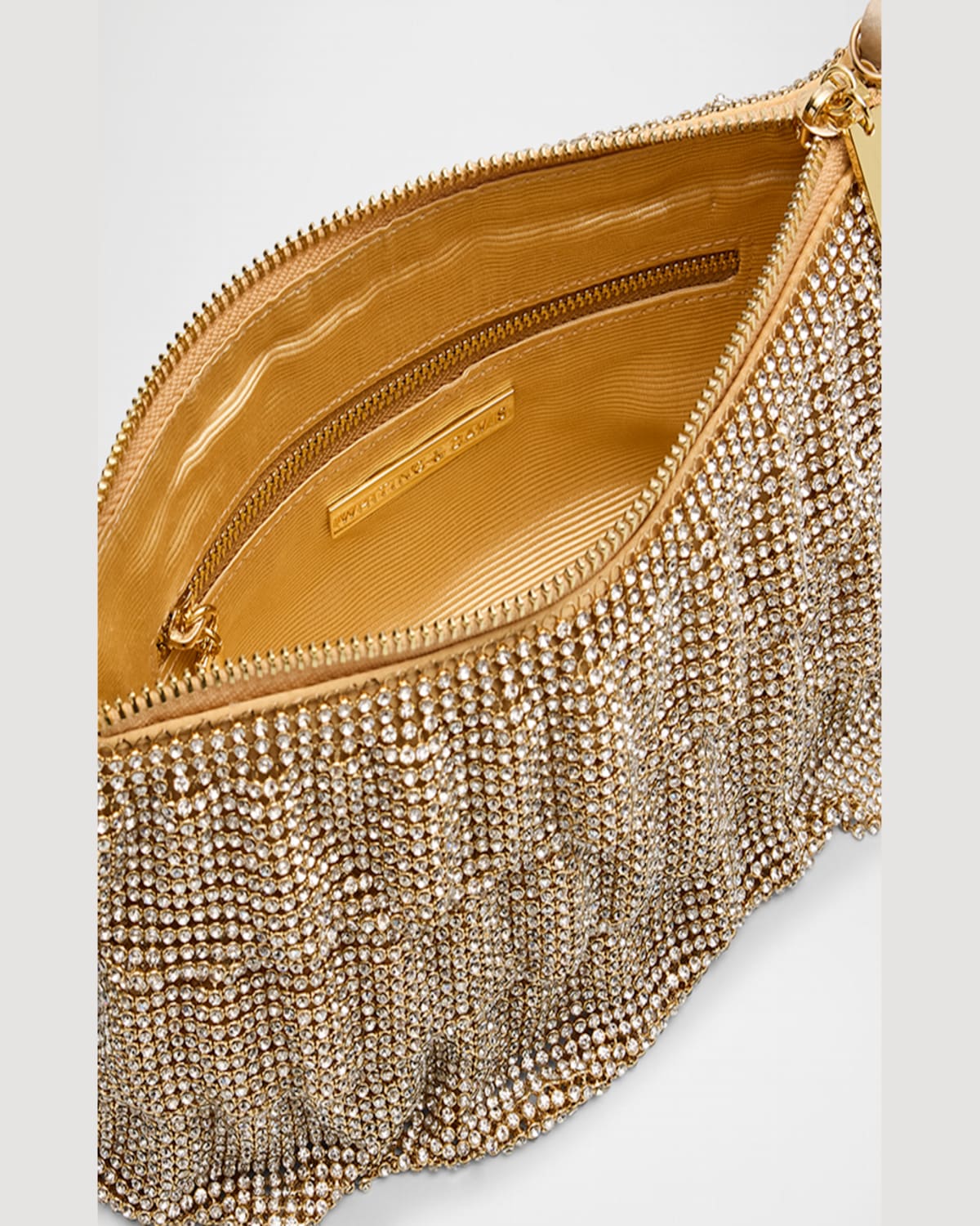 Whiting & Davis Evening Mesh Chain Shoulder Bag In Gold Crystal