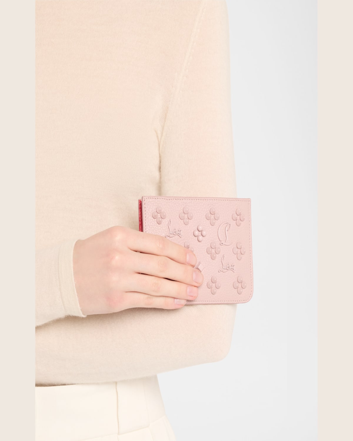 Christian Louboutin Paloma Loubinthesky Card Holder In Leather In Vintage Rose