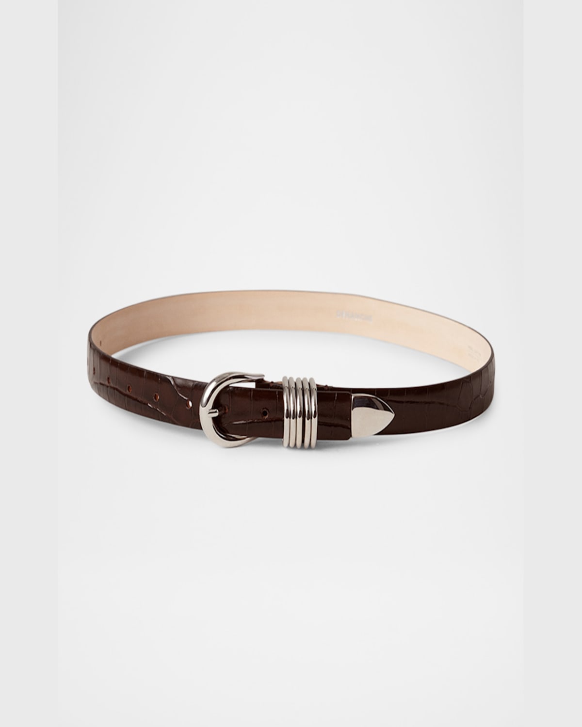 Dehanche Hollyhock Croc-embossed Leather Belt In Ivory Croco Silver
