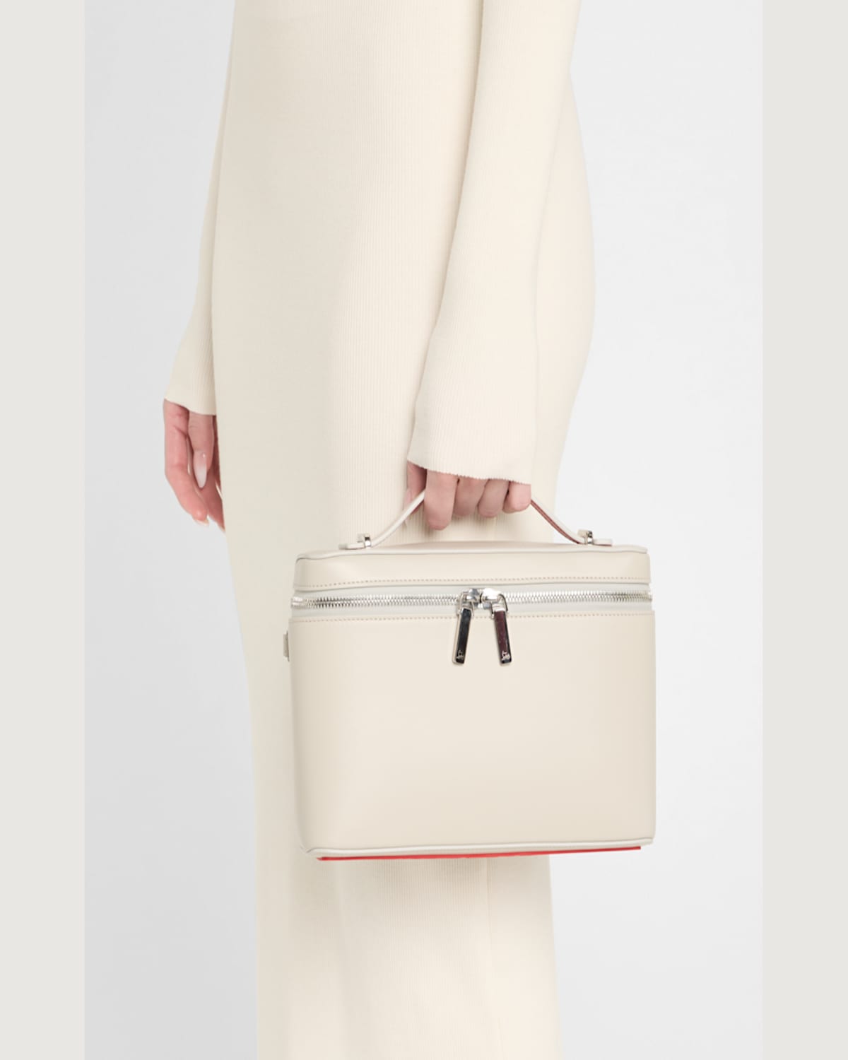 Christian Louboutin Djanis Zip Leather Crossbody Bag In Albatre