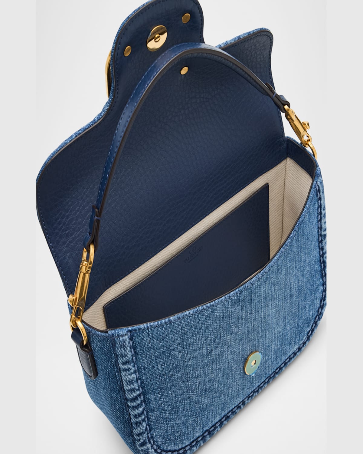 VALENTINO GARAVANI ALLTIME VLOGO DENIM SHOULDER BAG 