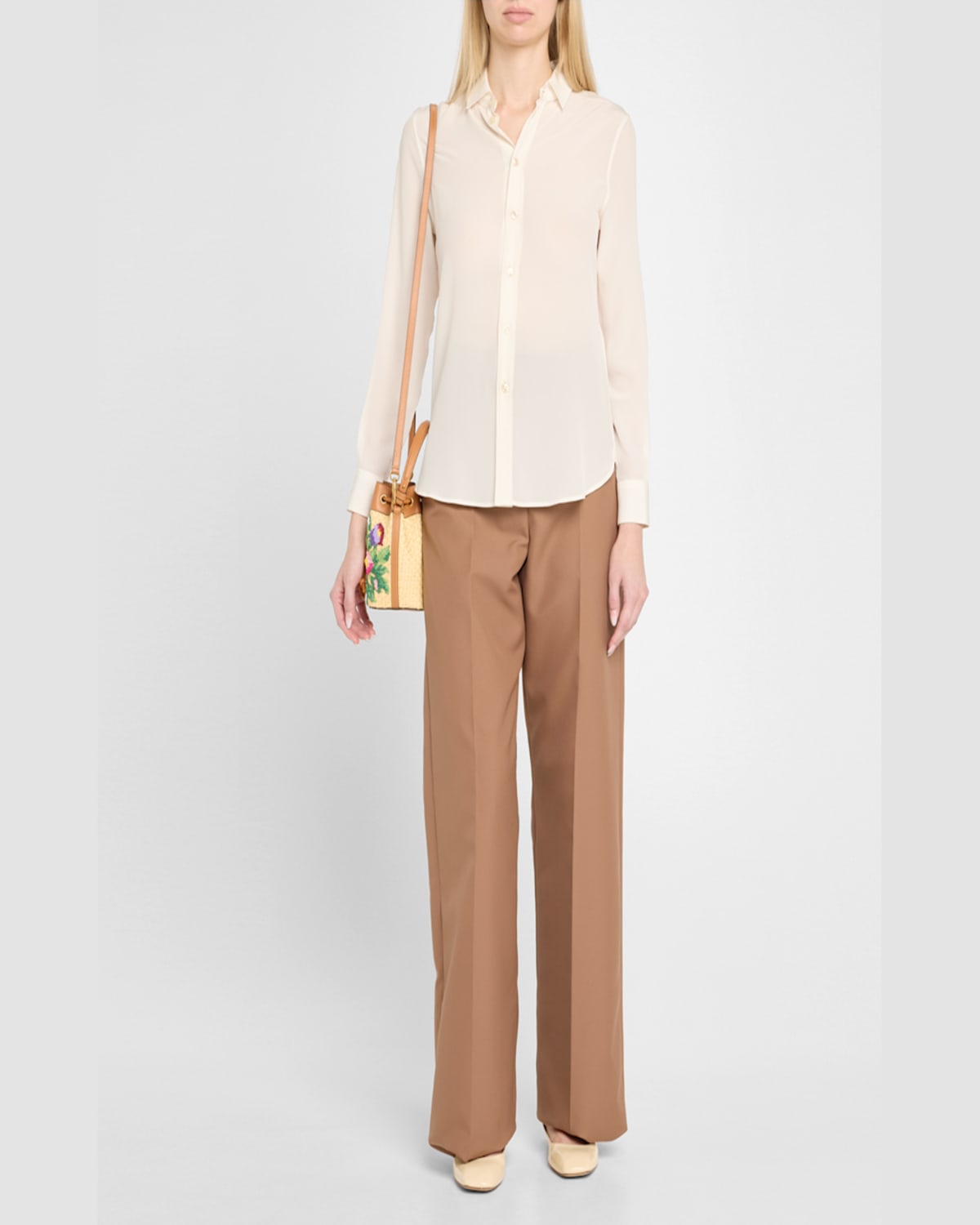 Valentino Vlogo Signature Mini Drawstring Flower Bucket Bag In Naturale-multicolor