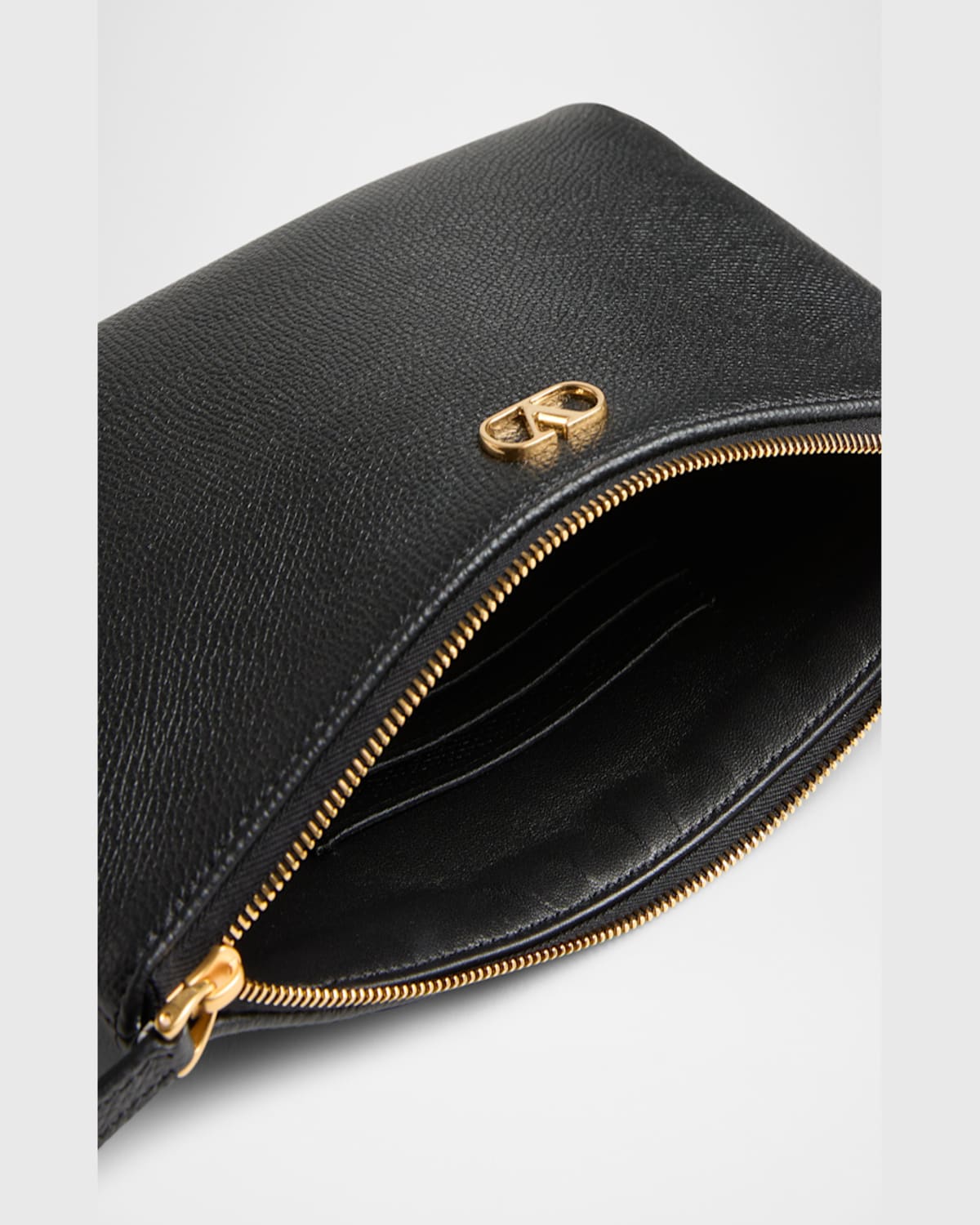 Valentino Medium Vlogo Leather Flat Pouch Bag In Rose Quartz