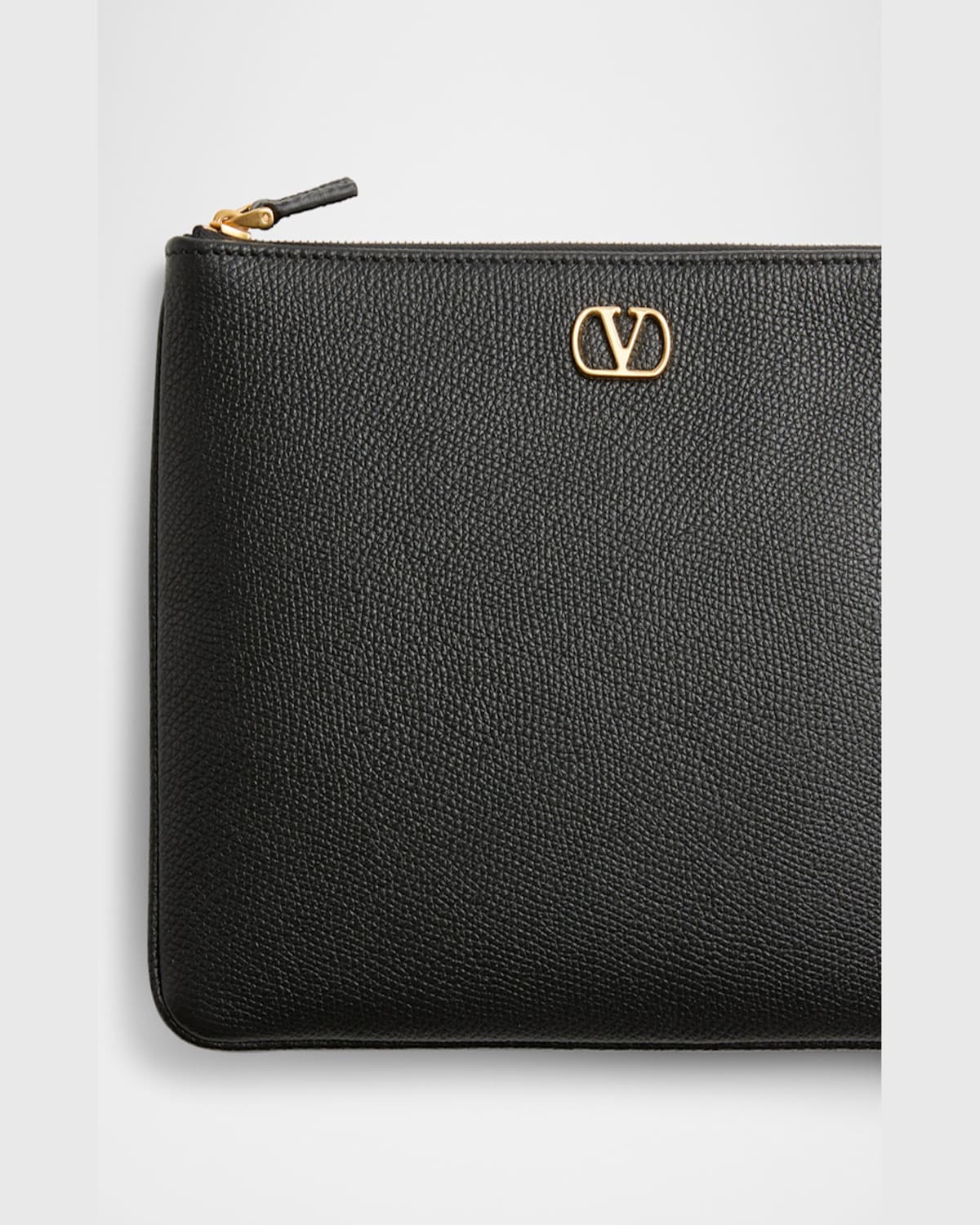 Valentino Medium Vlogo Leather Flat Pouch Bag In Rose Quartz
