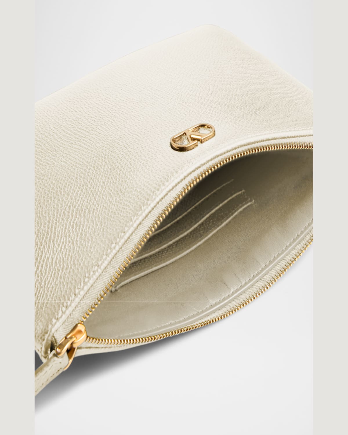 Valentino Medium Vlogo Leather Flat Pouch Bag In Rose Quartz
