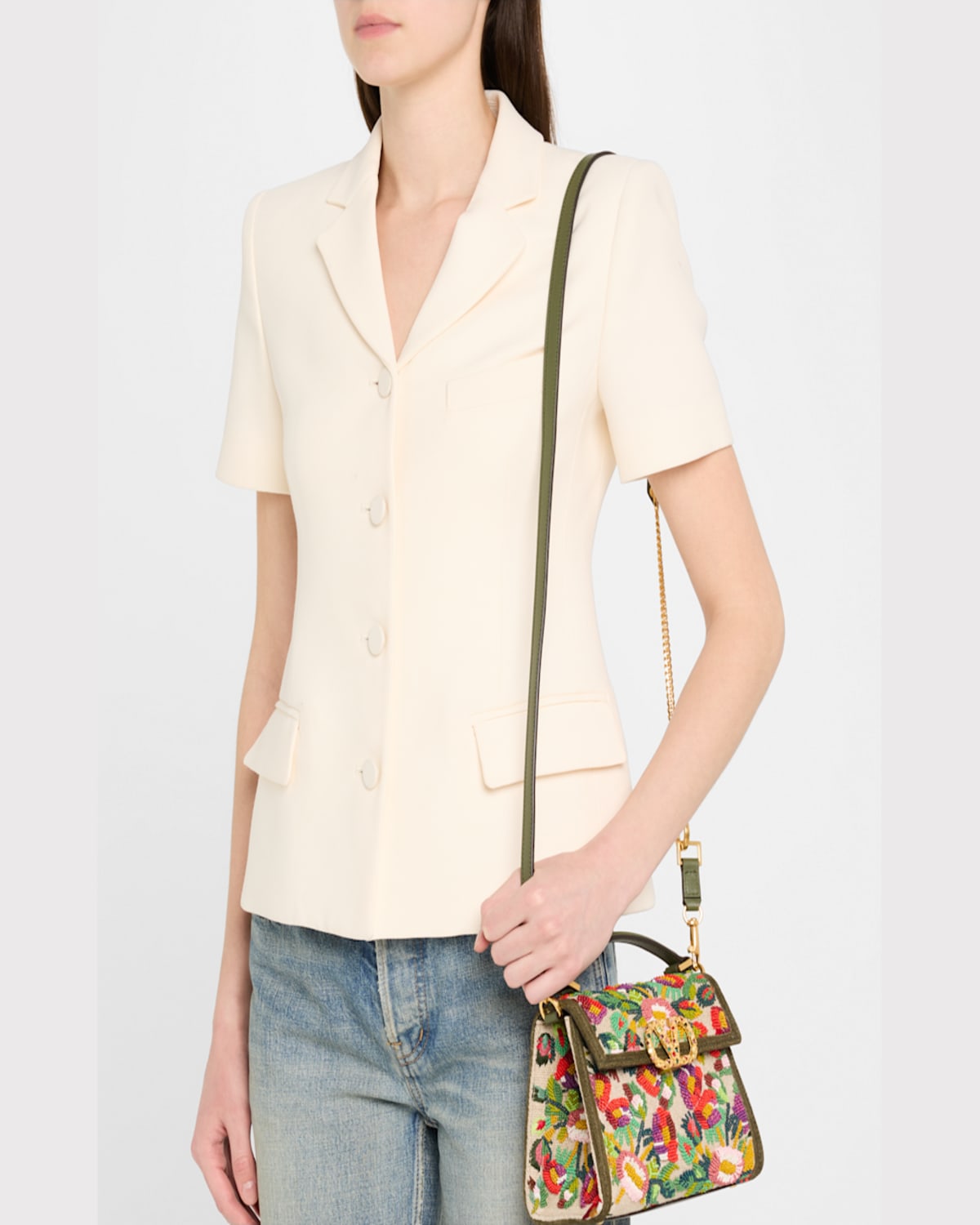 Valentino Vsling Mini Flower Embroidered Top-handle Bag In Nat-multi