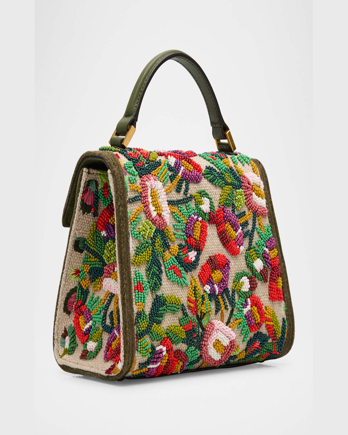 Valentino Vsling Mini Flower Embroidered Top-handle Bag In Nat-multi