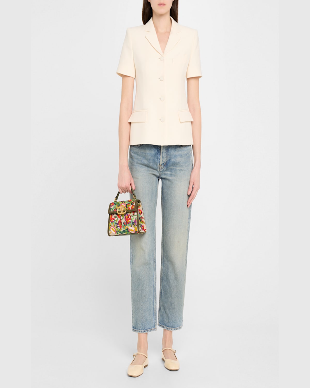 Valentino Vsling Mini Flower Embroidered Top-handle Bag In Nat-multi
