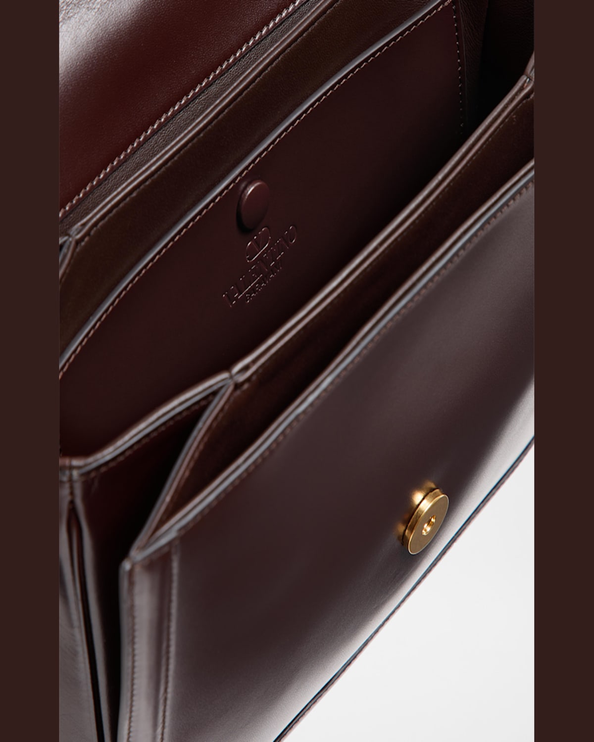 Valentino 9 To 5 Flap Leather Saddle Shoulder Bag In Oak Brown