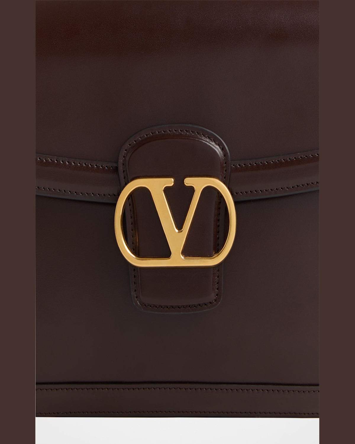 Valentino 9 To 5 Flap Leather Saddle Shoulder Bag In Oak Brown