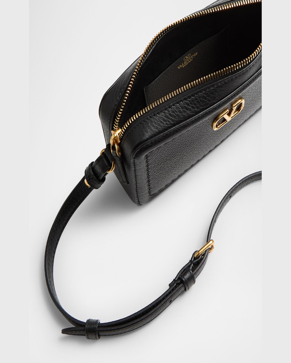 Valentino Vlogo Alltime Mini Leather Camera Bag In Nero