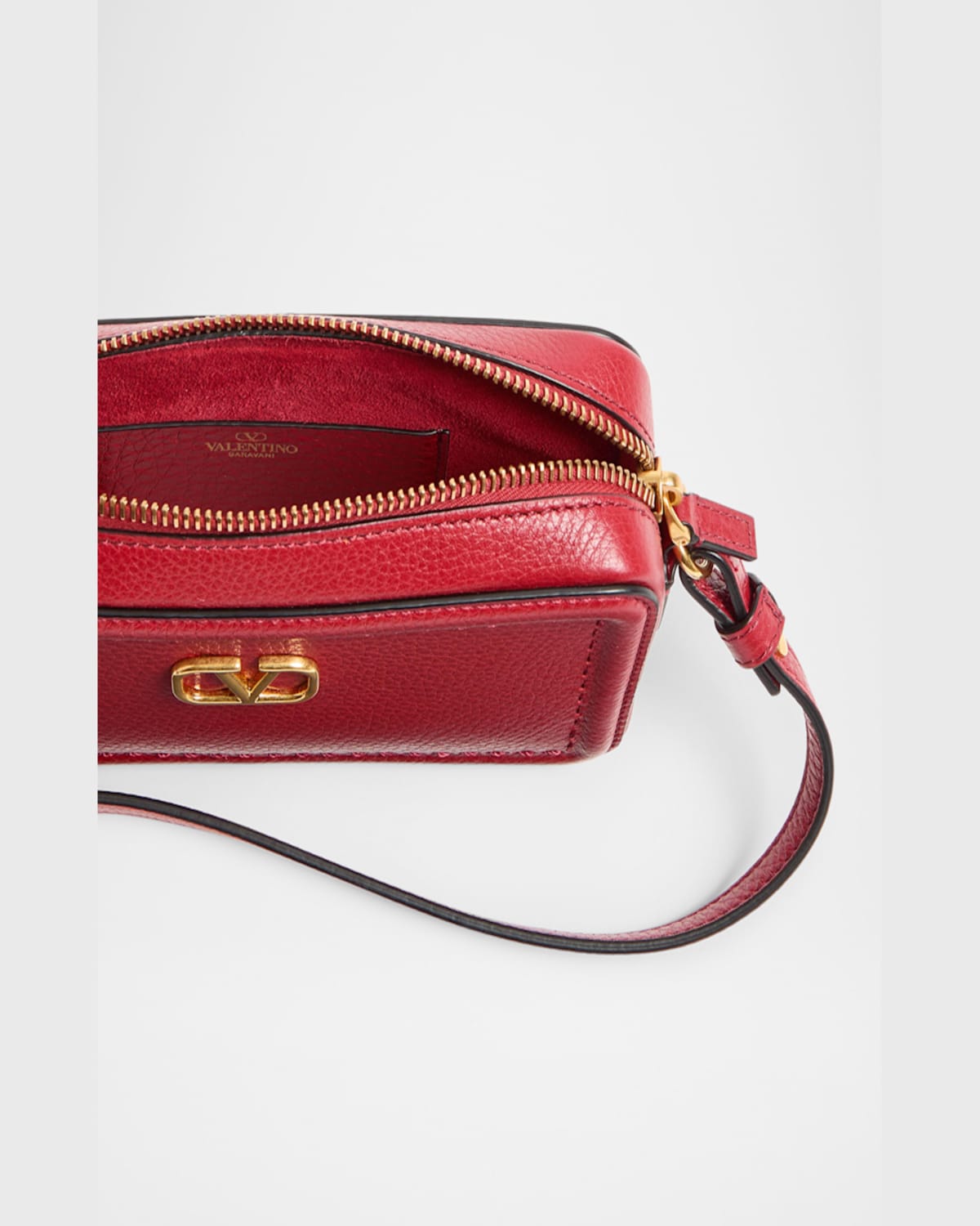 Valentino Garavani Alltime Leather Shoulder Bag With Vlogo Signature Detail In Rosso