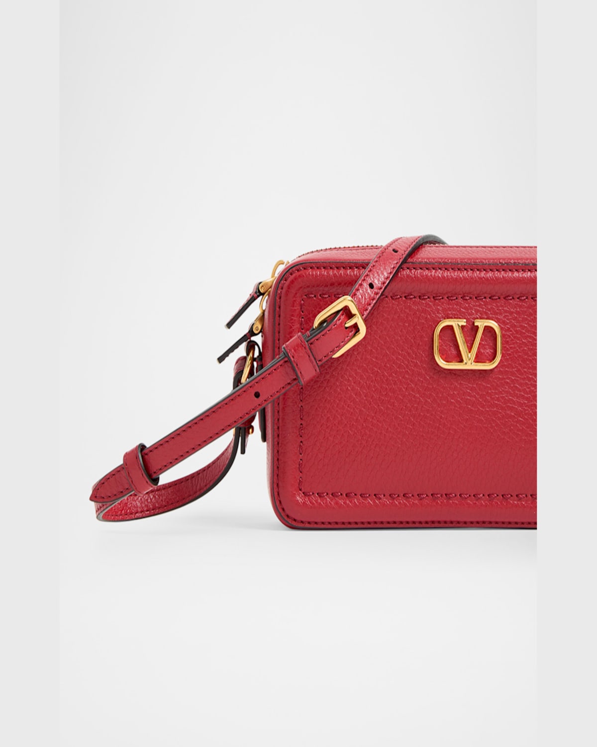 Valentino Garavani Alltime Leather Shoulder Bag With Vlogo Signature Detail In Rosso