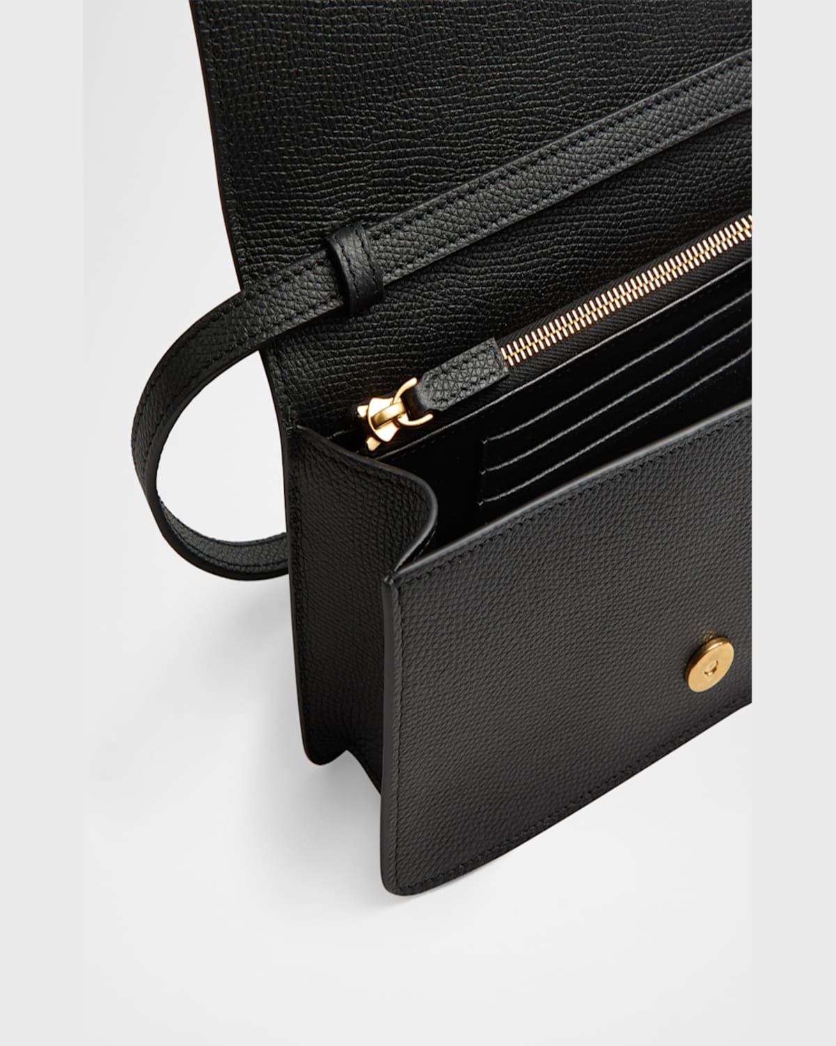Valentino Vlogo Flap Leather Wallet In Nero