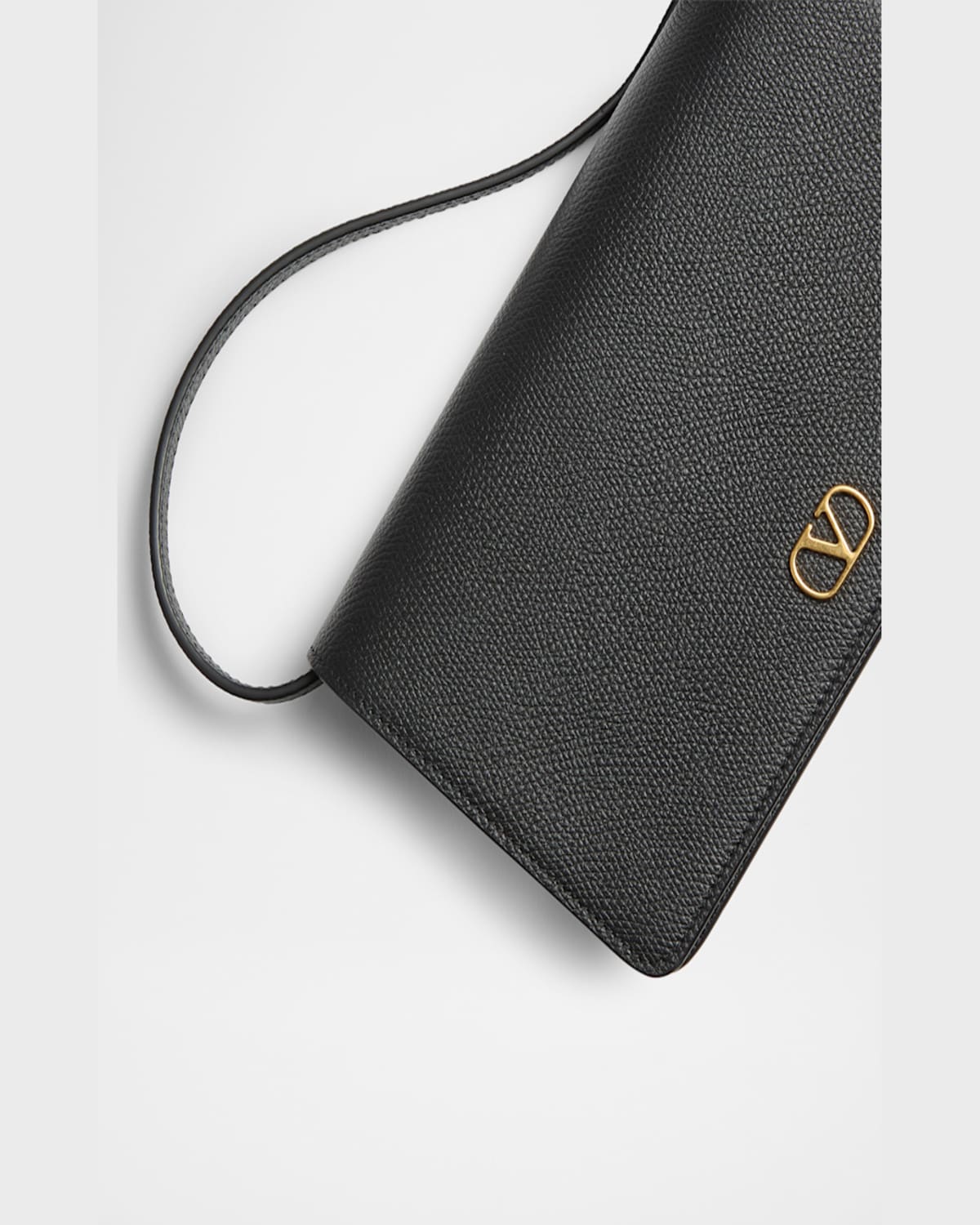Valentino Vlogo Flap Leather Wallet In Nero