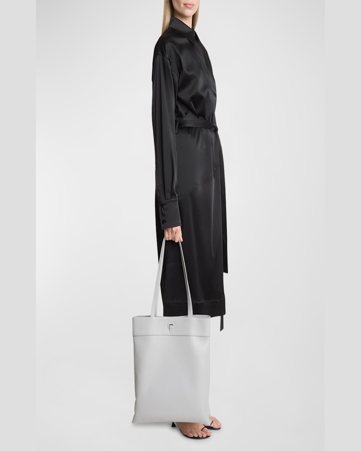 Proenza Schouler Split Double-compartment Leather Tote Bag In Light Grey