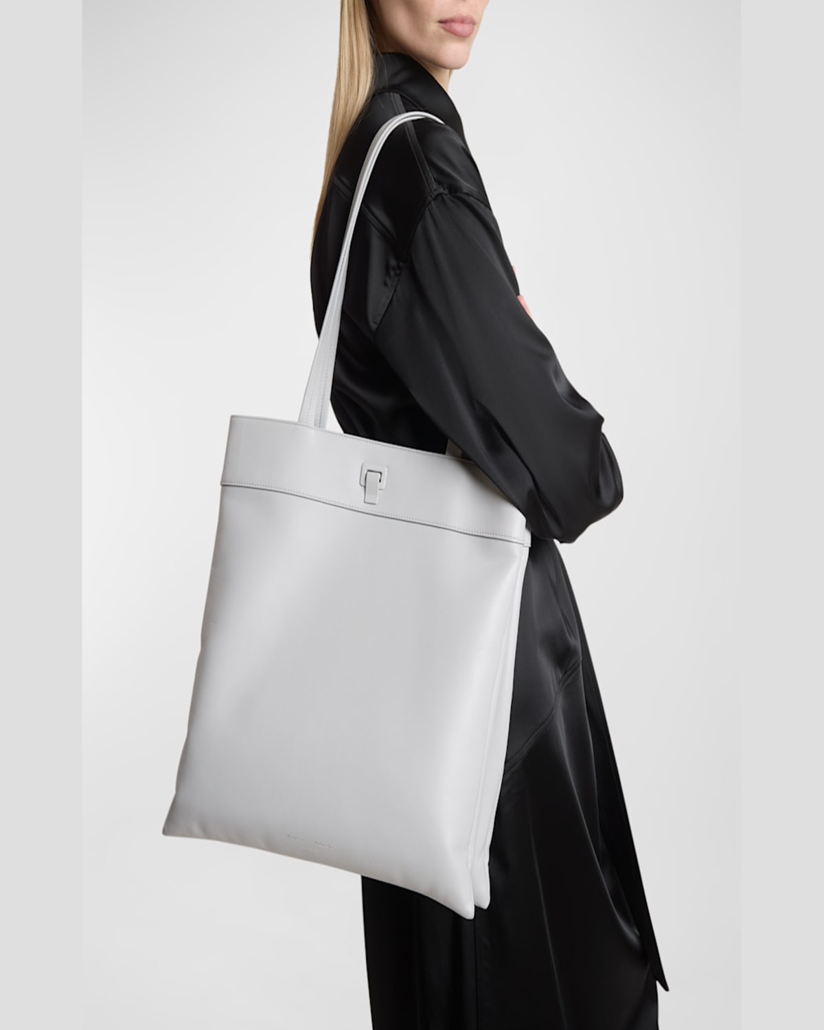 Proenza Schouler Split Double-compartment Leather Tote Bag In Light Grey