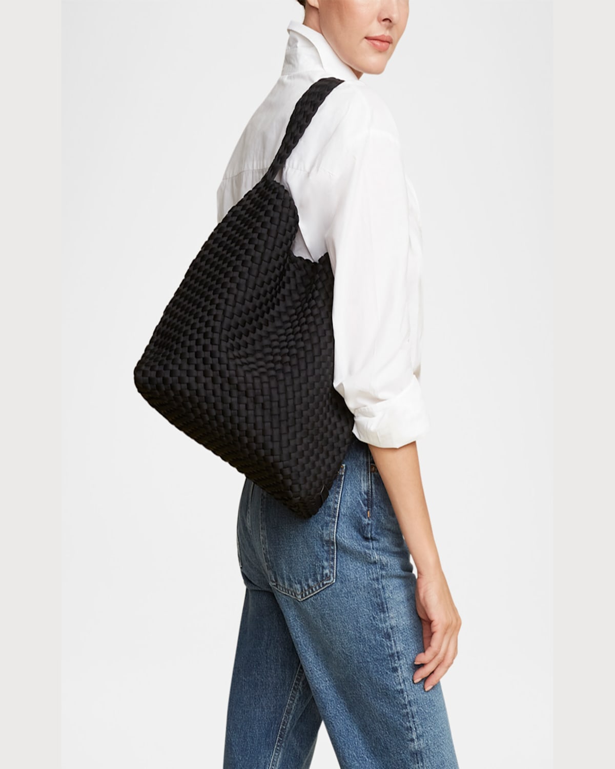 Naghedi Nomad Woven Hobo Bag In Black