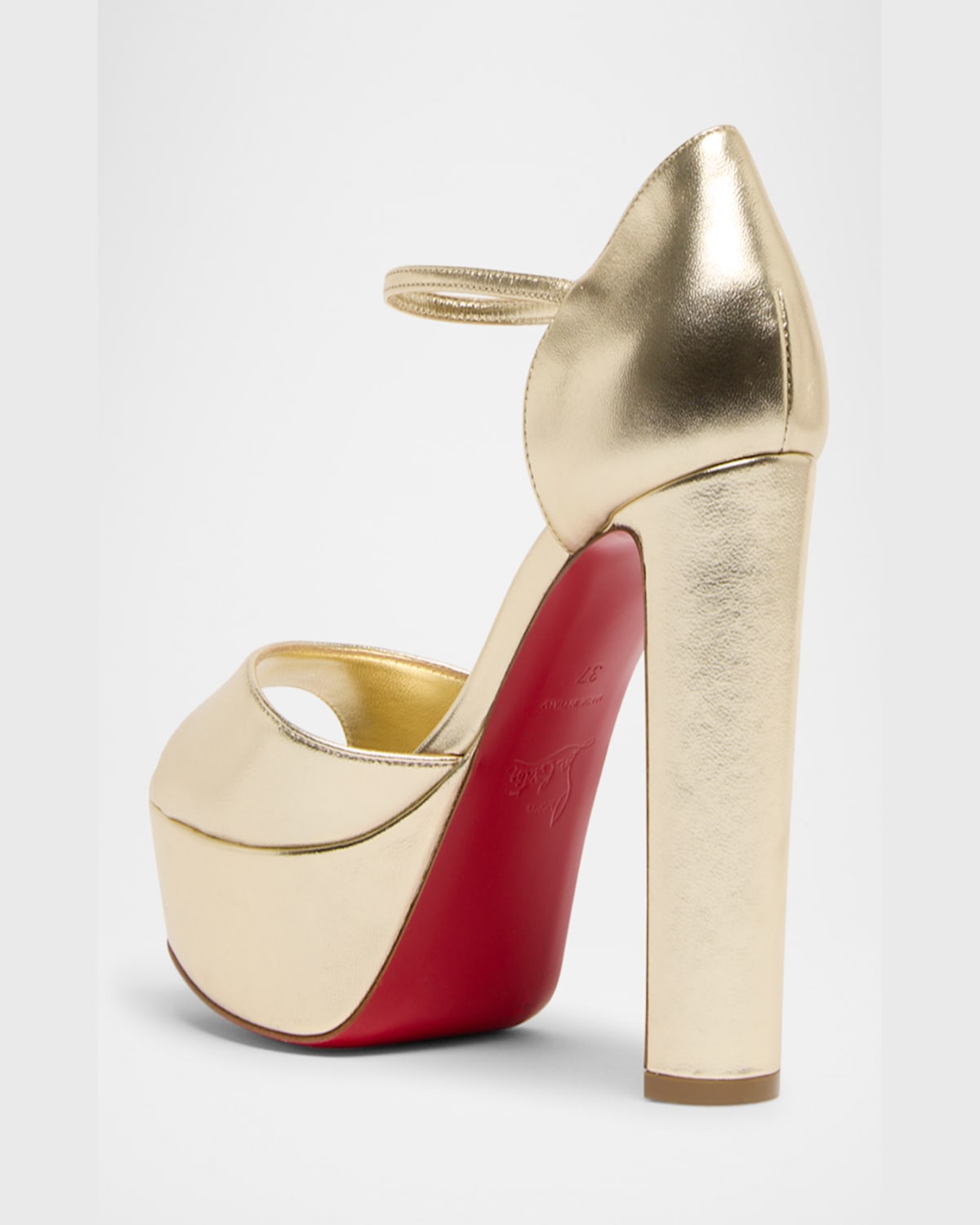 Christian Louboutin Sandaloo 130mm Metallic-leather Platform Sandals In Gold