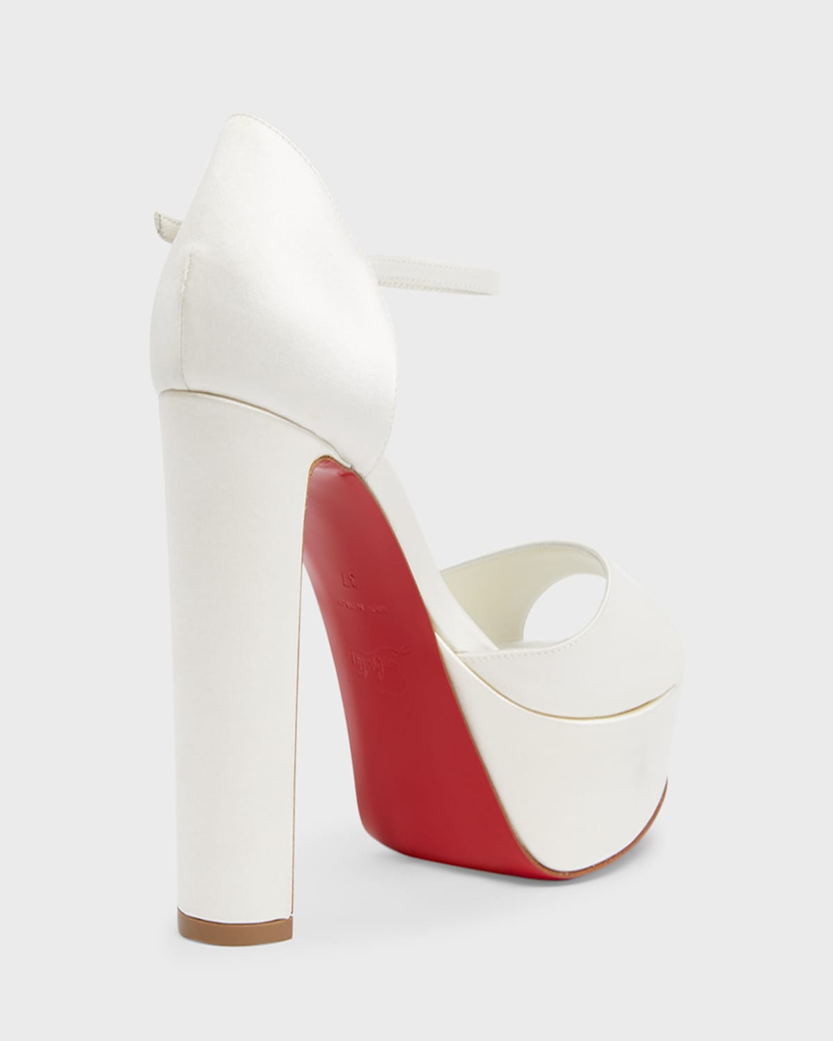 Christian Louboutin Sandaloo Silk Ankle-strap Red Sole Platform Sandals In Ivory