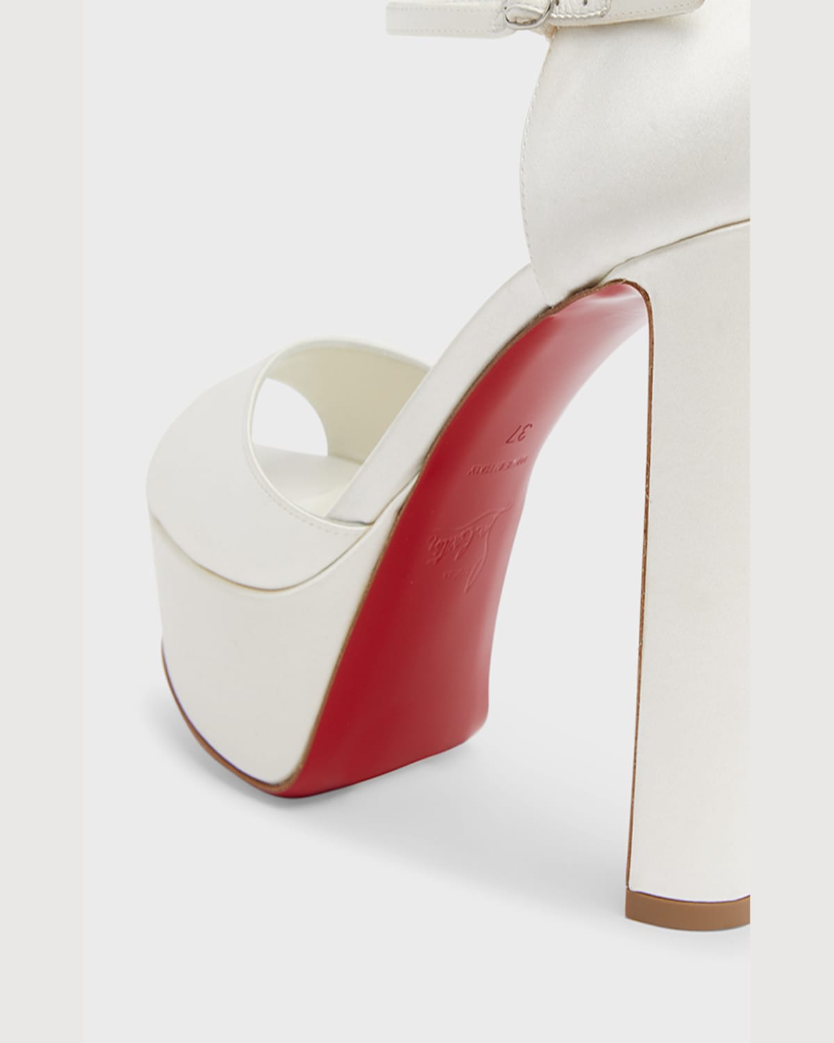 Christian Louboutin Sandaloo Silk Ankle-strap Red Sole Platform Sandals In Ivory