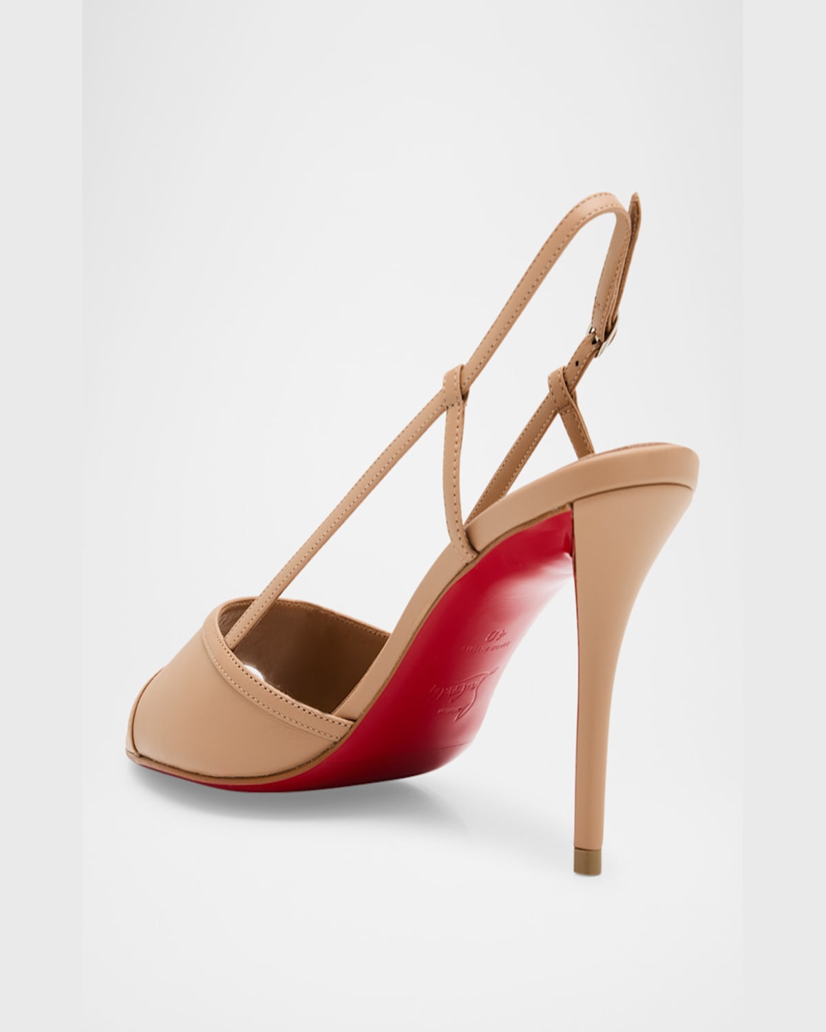 Christian Louboutin Miss Z Leather Red Sole Slingback Sandals In Blush