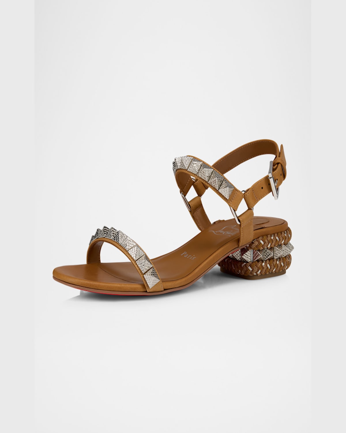 Christian Louboutin Pyraclou Embellished Heeled Sandals 30 In Terra