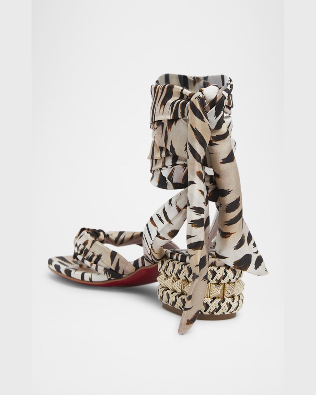 Shop Christian Louboutin Pyra Du Desert Leopard Red Sole Sandals In Vintage Rose