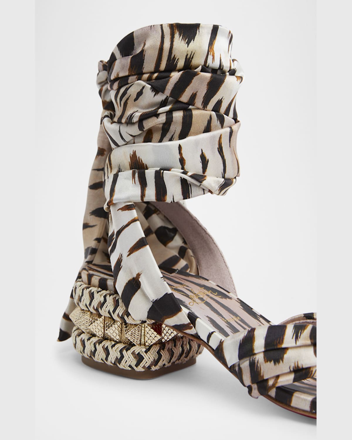 Shop Christian Louboutin Pyra Du Desert Leopard Red Sole Sandals In Vintage Rose