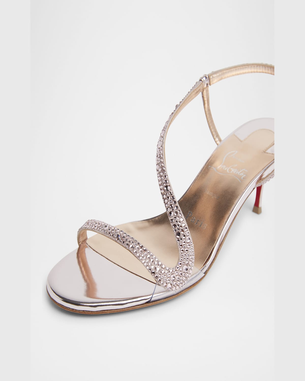 Christian Louboutin Rosalie Strass Red Sole Slingback Sandals In Vintage Rose