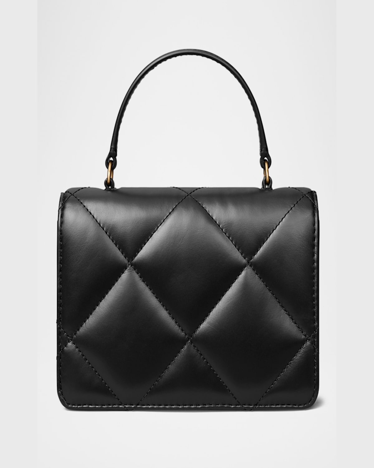 Tory Burch Kira Mini Quilted Leather Top-handle Bag In Black