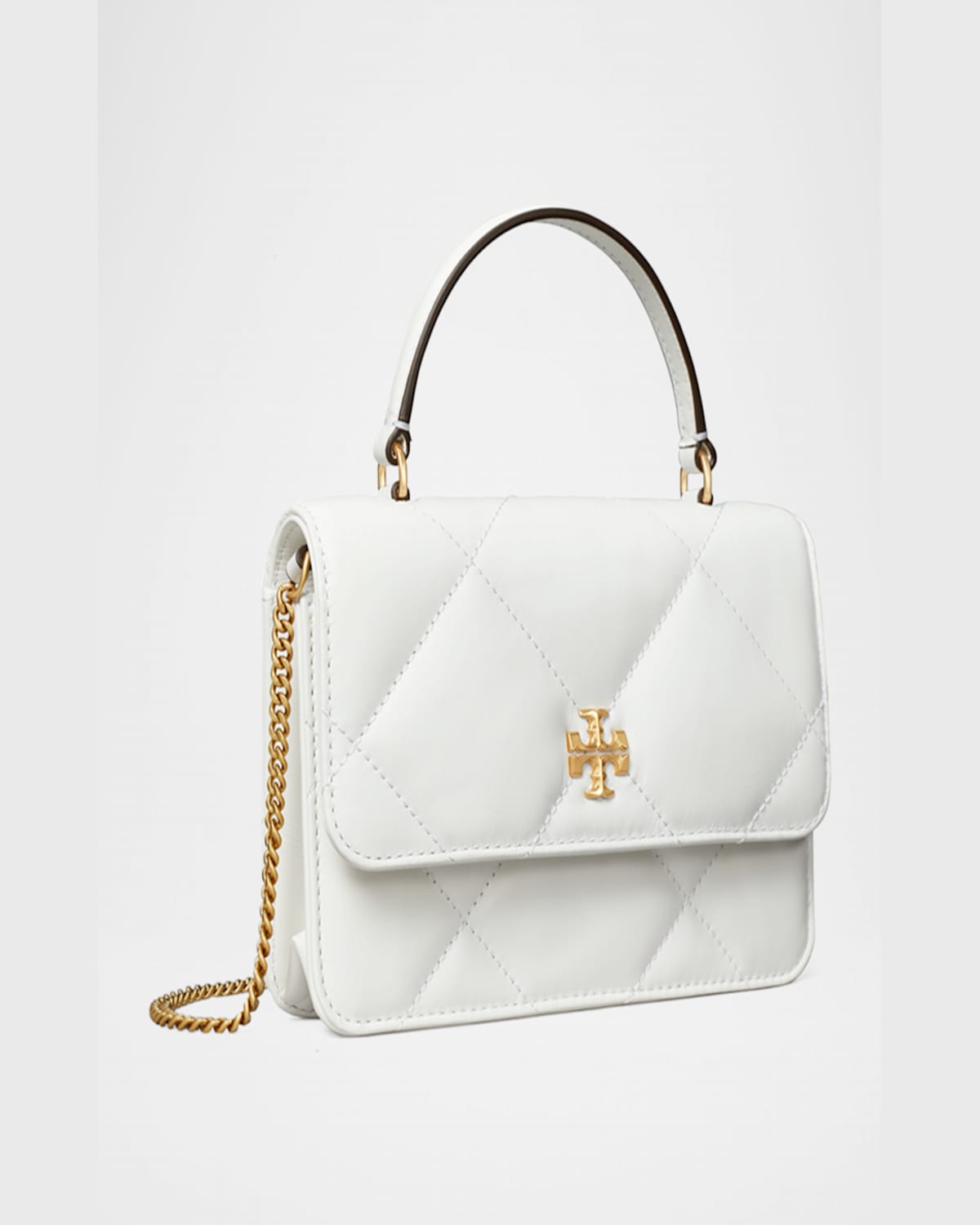 Tory Burch Mini Kira Diamond Quilted Leather Top Handle Bag In Soft Pink