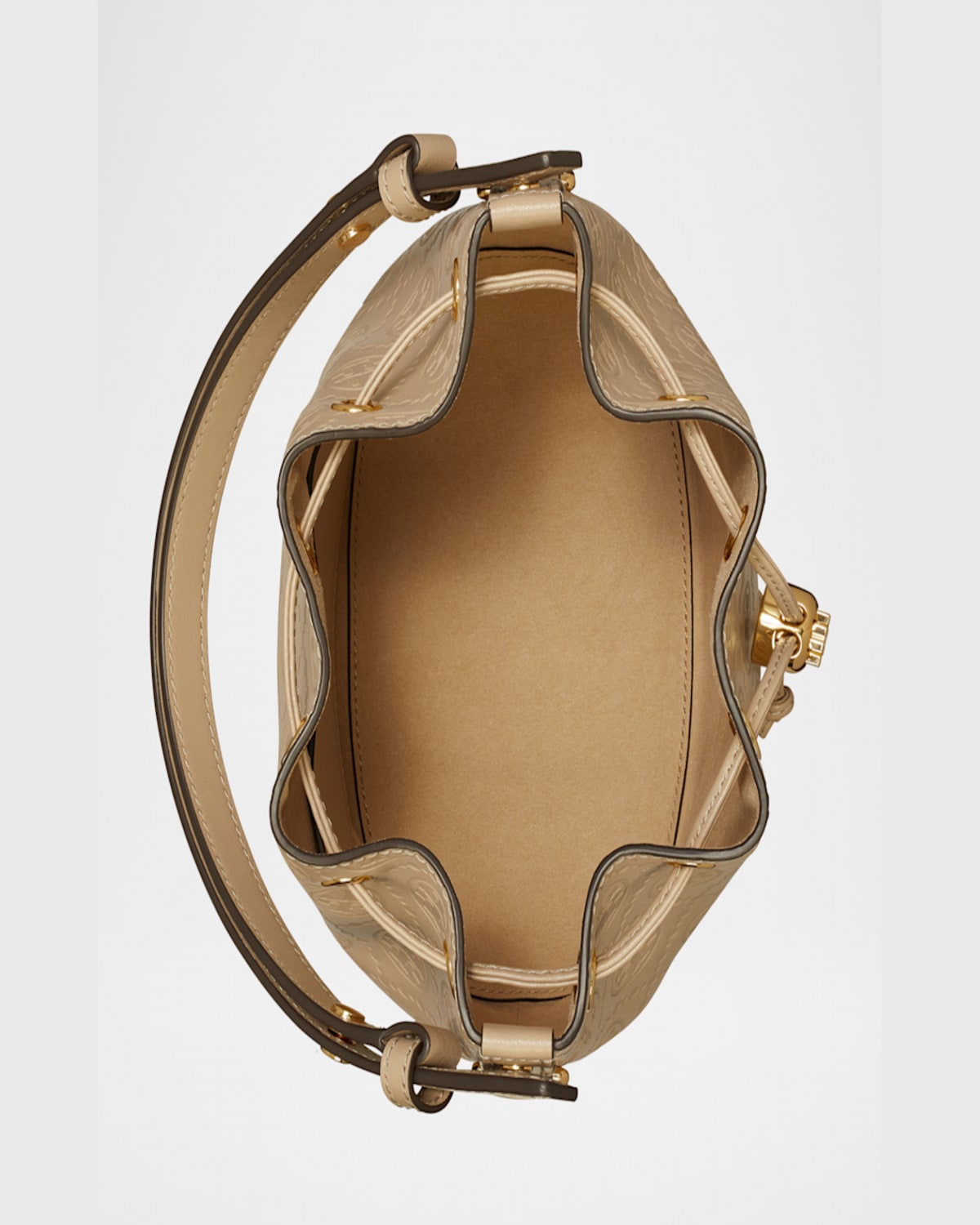 Tory Burch T Monogram Debossed Bucket Bag In Fresh Clay