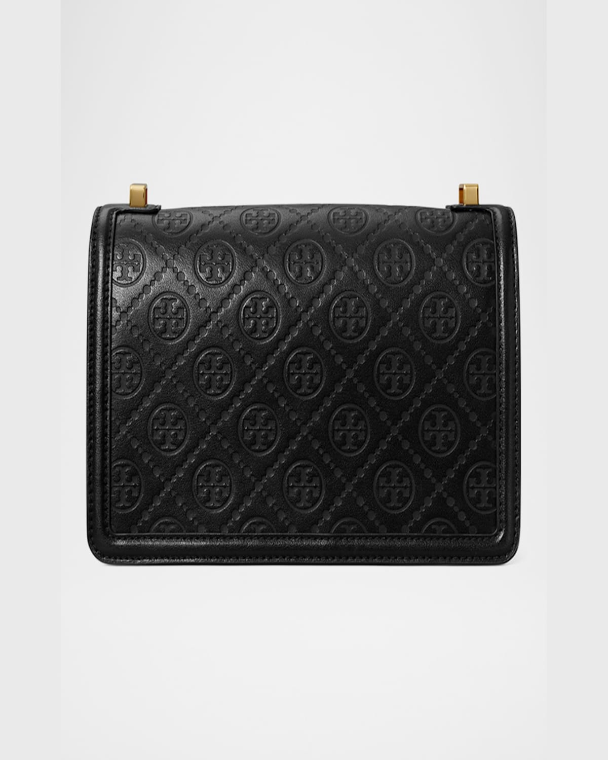 Tory Burch T Monogram Flap Leather Shoulder Bag In Black