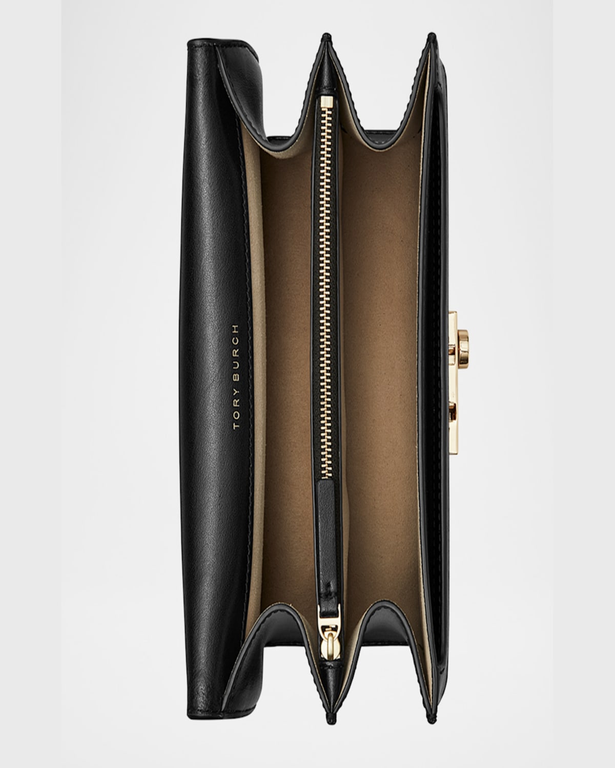Tory Burch T Monogram Flap Leather Shoulder Bag In Black