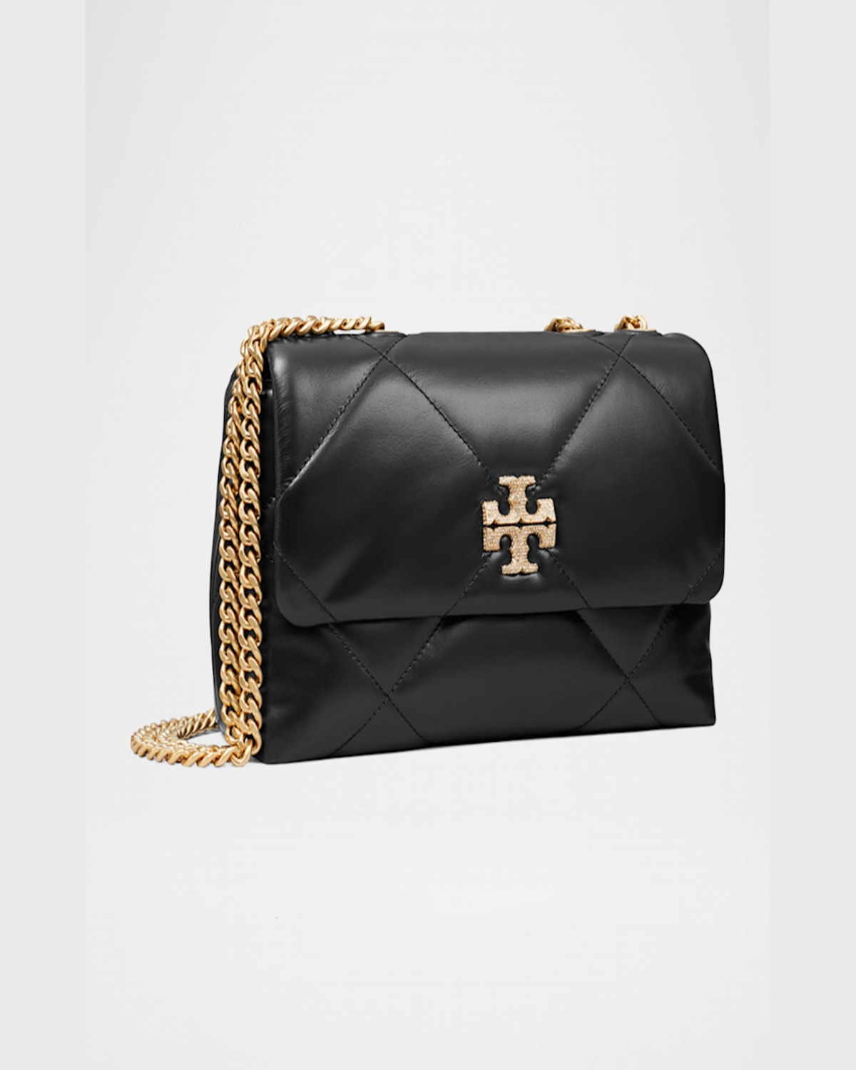 Tory Burch Kira Diamond Quilted Leather Small Convertible Shoulder Bag In Black