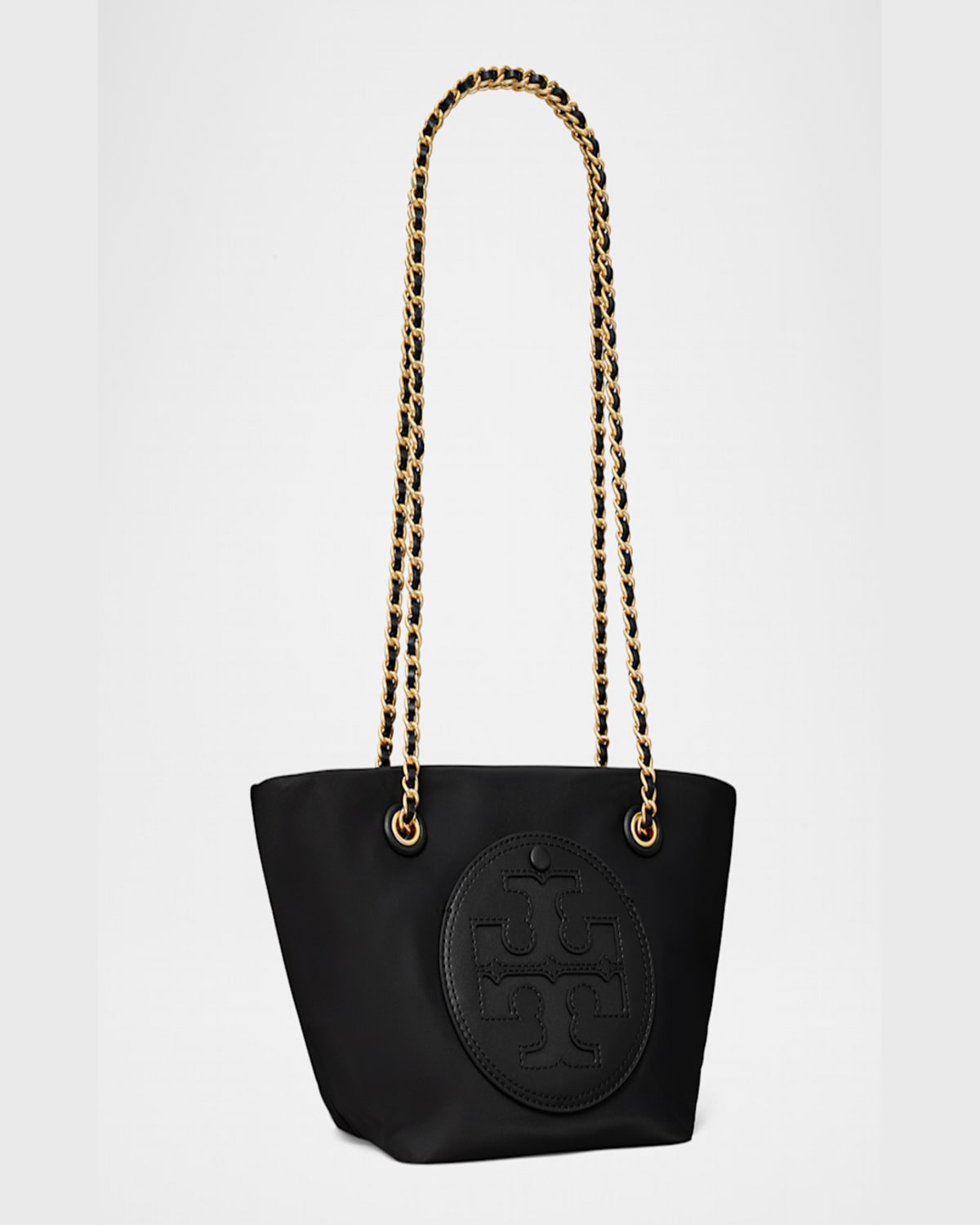 Tory Burch Ella Small Leather Chain Shoulder Bag In Black