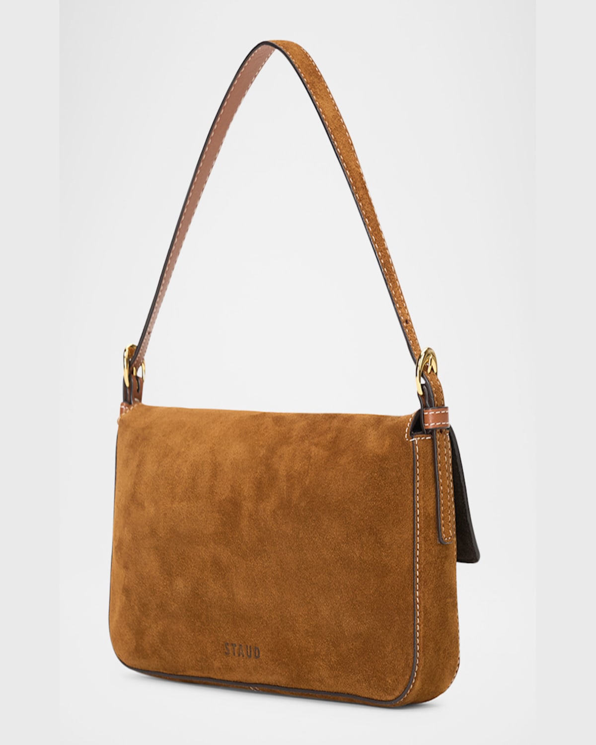 STAUD HARLOW BUCKLE SUEDE SHOULDER BAG 