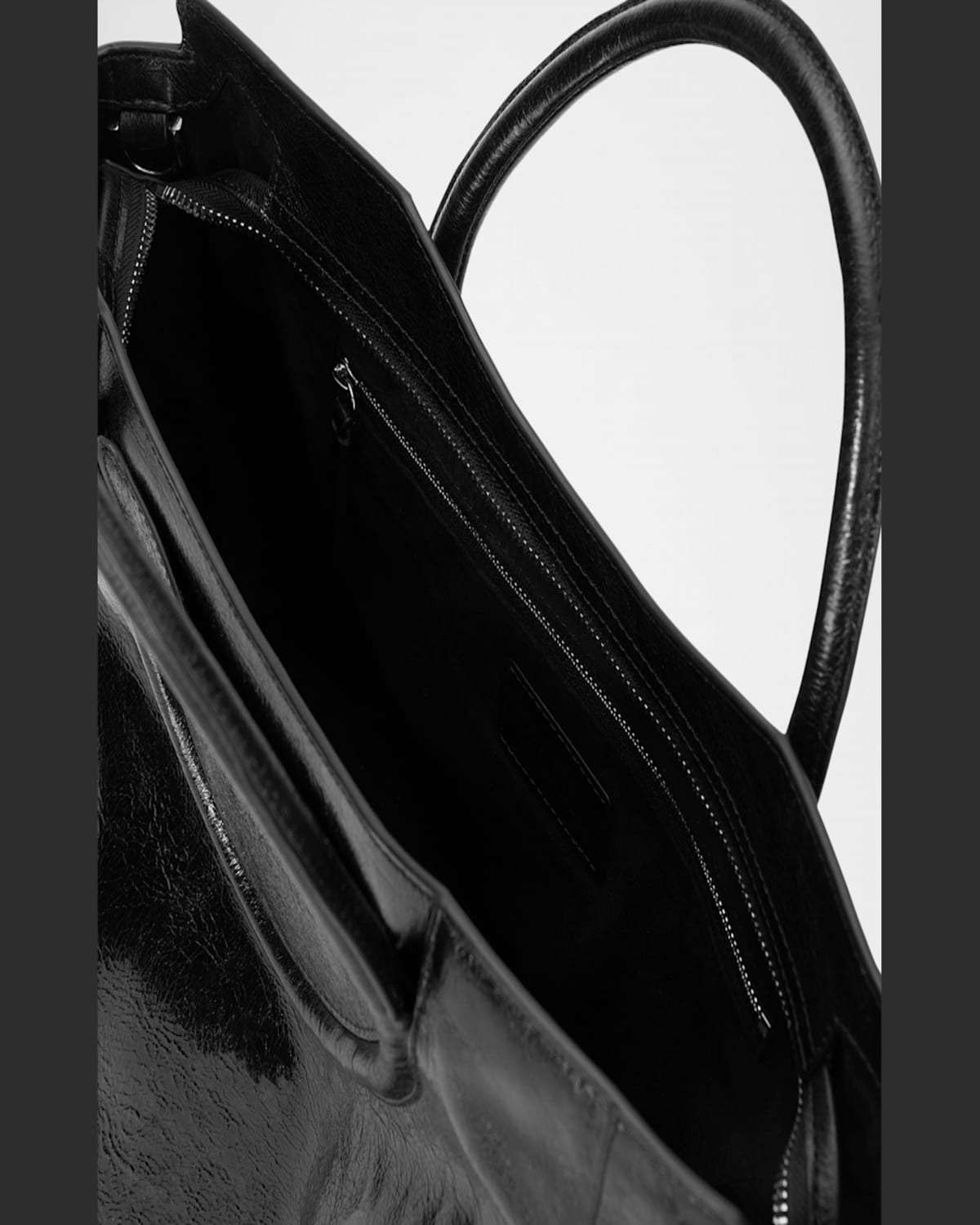 Staud Maude Zip Leather Satchel Bag In Black