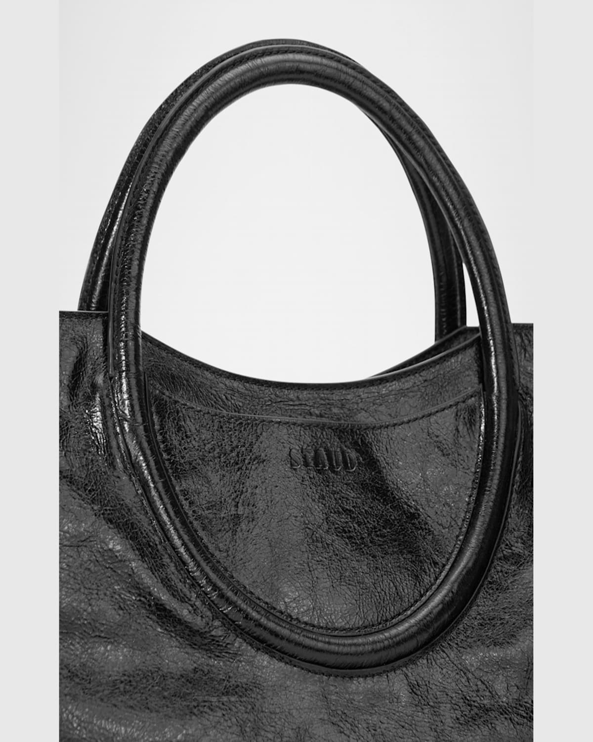 Staud Maude Zip Leather Satchel Bag In Black