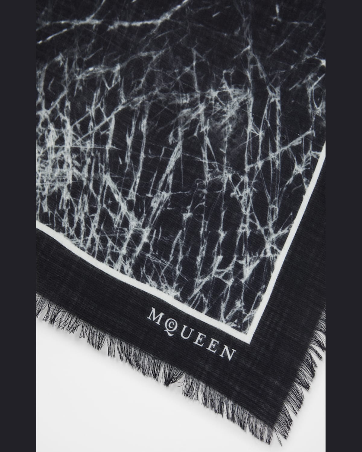 Alexander Mcqueen Smashed Glass-print Silk Shawl In Black Ivory