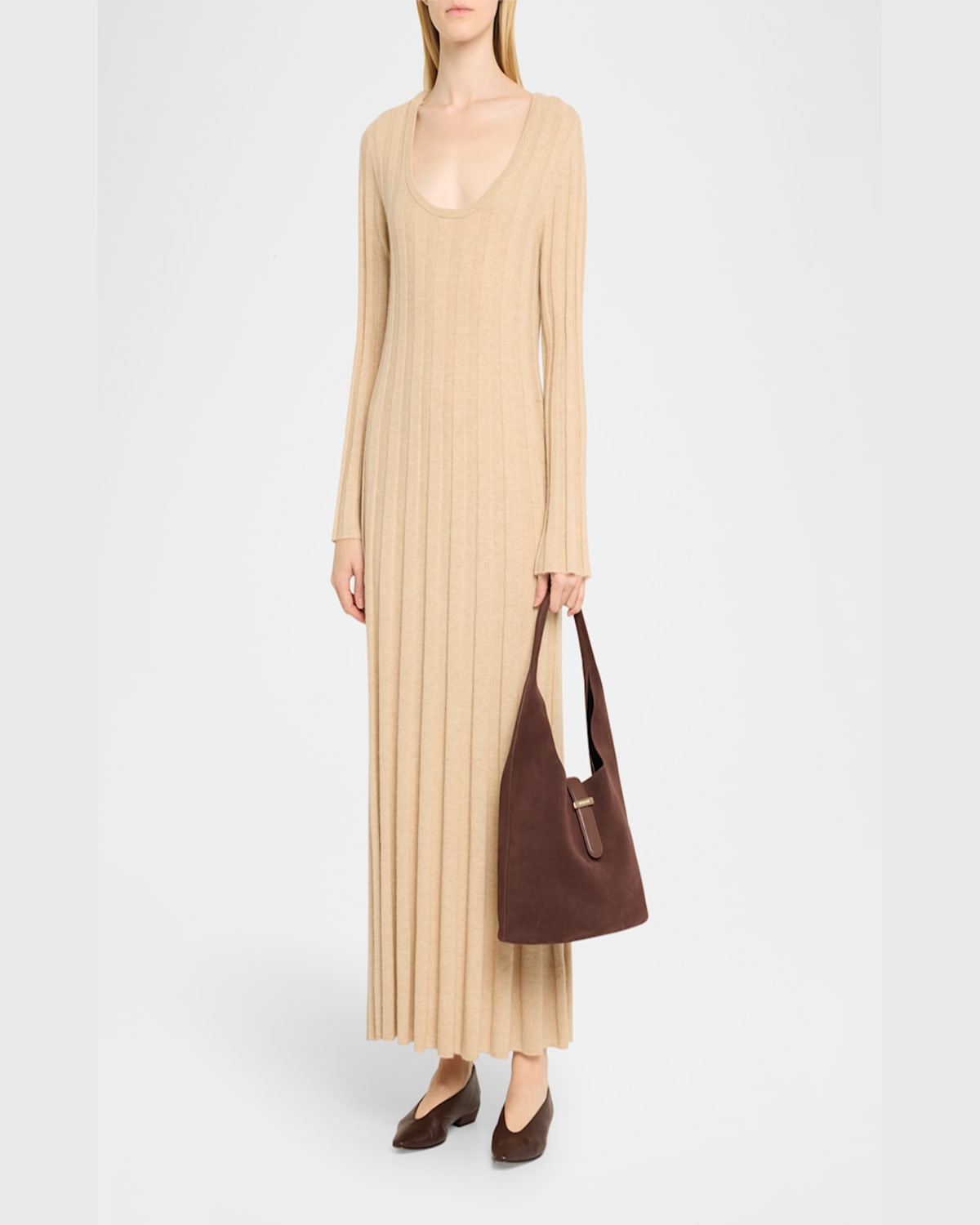 Simkhai Khai Buckle Suede Hobo Bag In Cacao